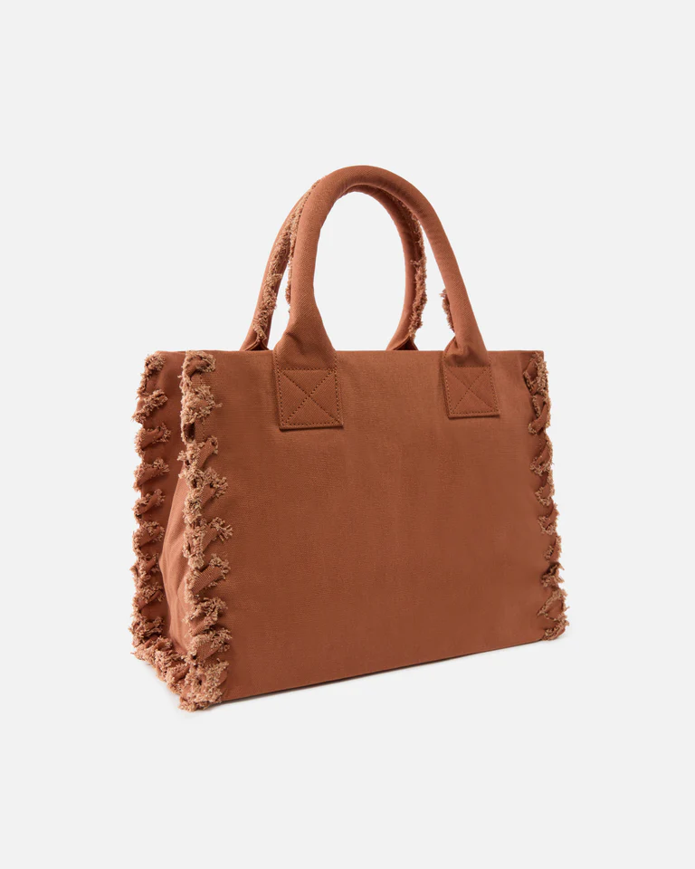 Bolso shopper mediano Beach de lona con logotipo y detalles deshilachados PINKO - Imagen 3