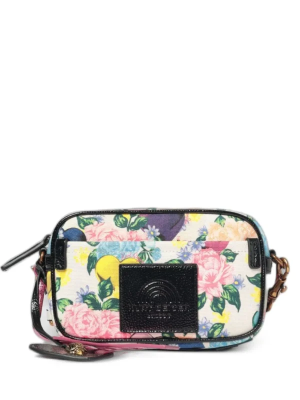 Bolso de hombro con estampado floral y correa del logo